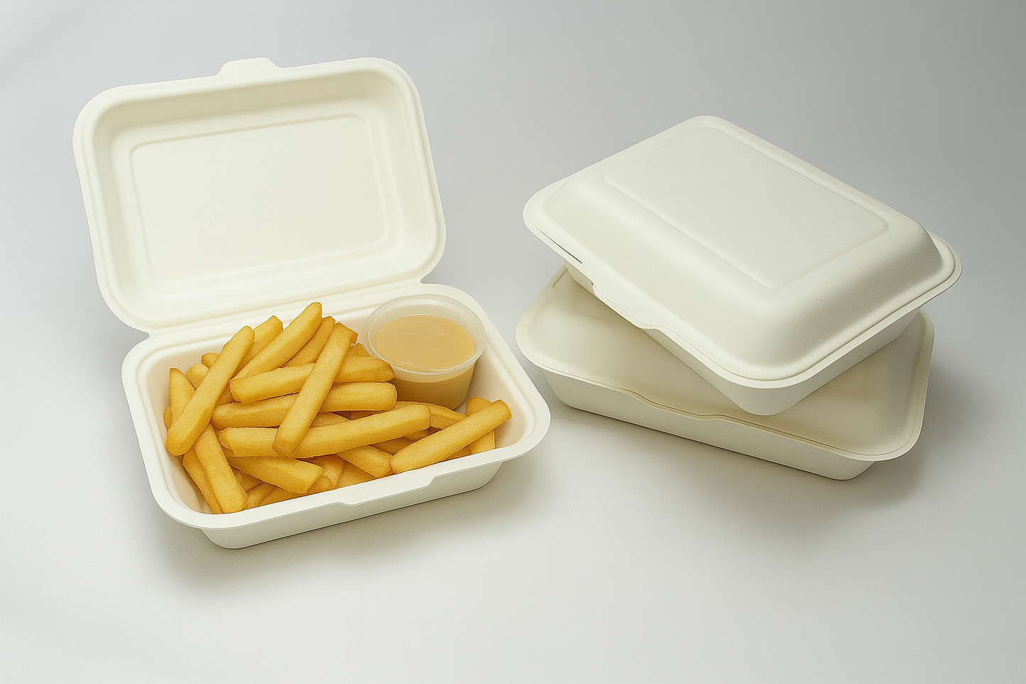 7 x 5 Inch Compostable Bagasse Lunch Box – Clamshell Container